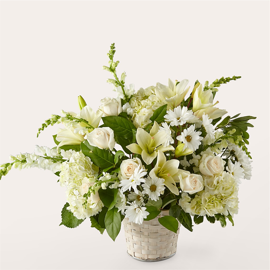 Ivory Elegance Floral Basket – VINE & IVY FLOWERS, Suffield CT