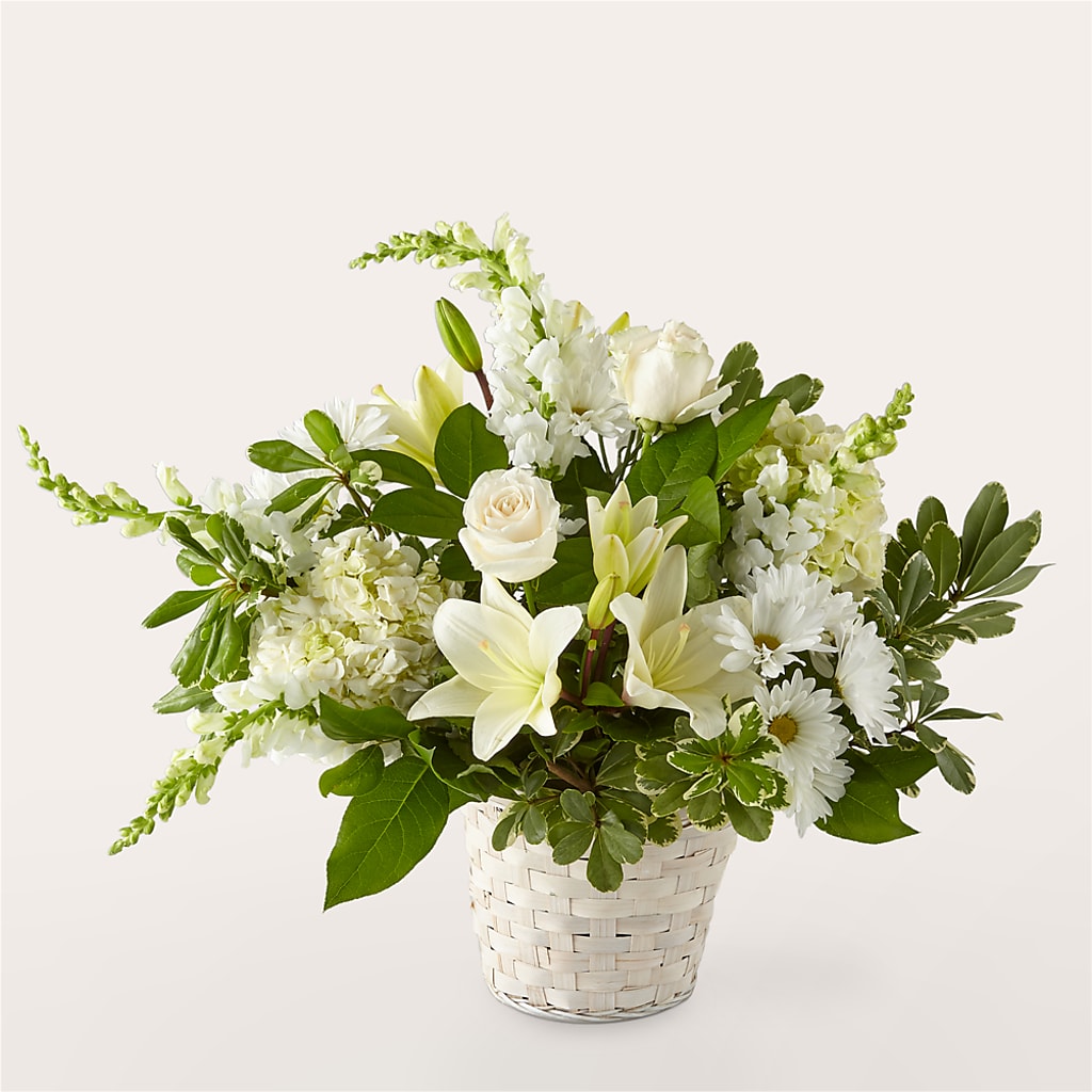Ivory Elegance Floral Basket – VINE & IVY FLOWERS, Suffield CT