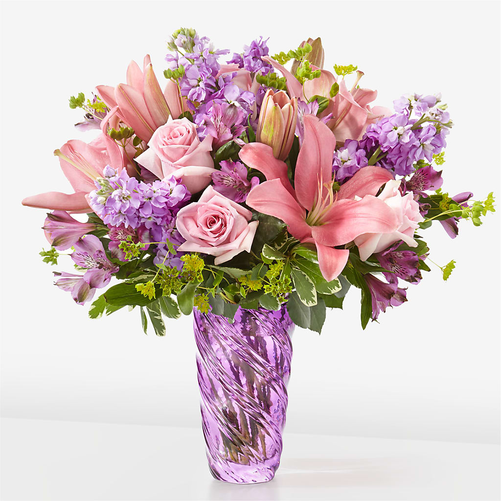 Precious Petals Bouquet with Luxe Swirl Vase – VINE & IVY FLOWERS, Suffield CT