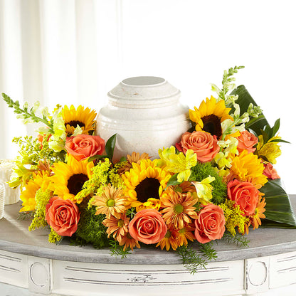 Faithful Sunflower Cremation Adornment – VINE & IVY FLOWERS, Suffield CT