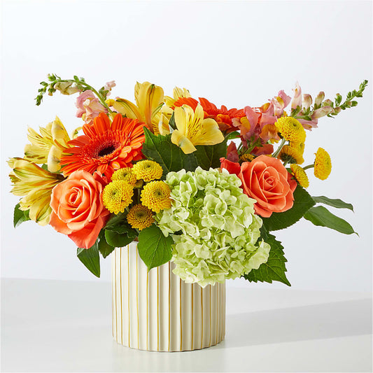 Autumn Sunshine Bouquet with Ivory Vase – VINE & IVY FLOWERS, Suffield CT