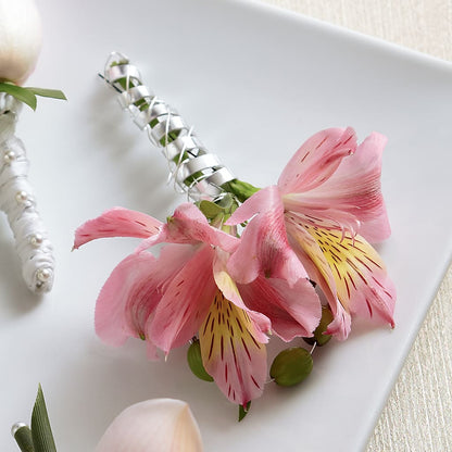 Pink Peruvian Lily Boutonniere – VINE & IVY FLOWERS, Suffield CT