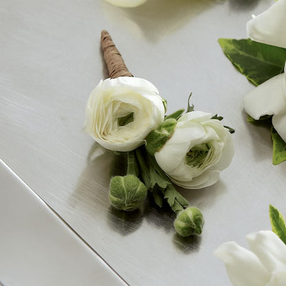 White Ranunculus Boutonniere – VINE & IVY FLOWERS, Suffield CT
